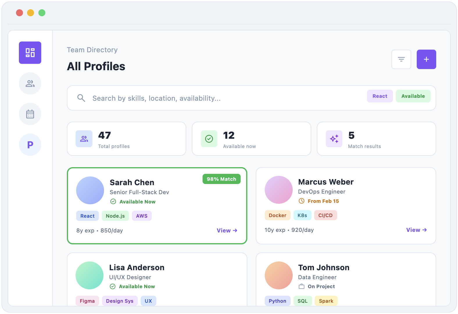 Talent Directory Dashboard